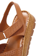 Women's Tan Ankle Strap Leather Comfort Sandals | Derimod