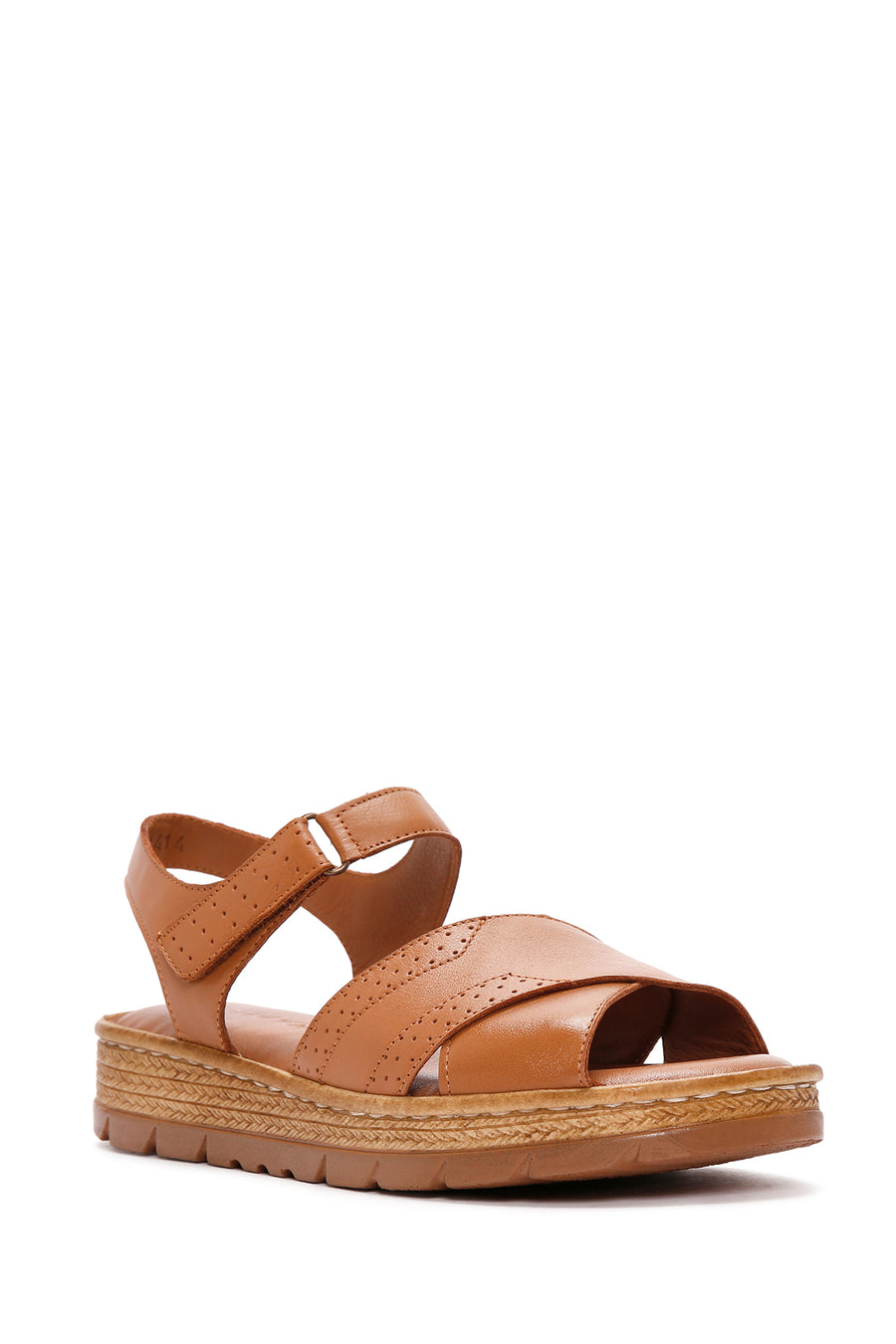Women's Tan Ankle Strap Leather Comfort Sandals