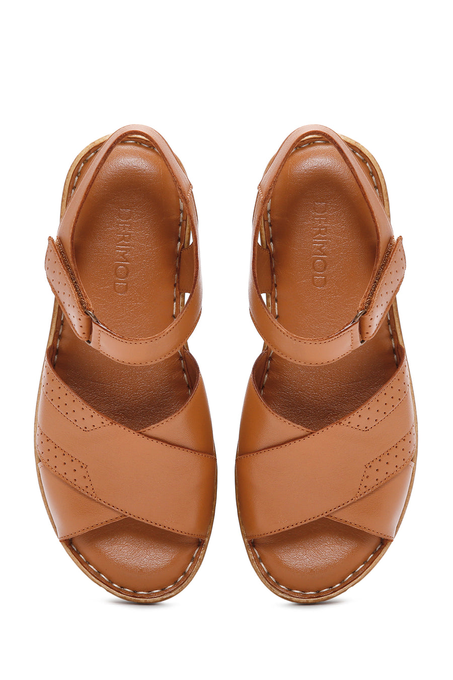Women's Tan Ankle Strap Leather Comfort Sandals