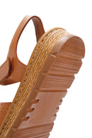 Women's Tan Ankle Strap Leather Comfort Sandals | Derimod