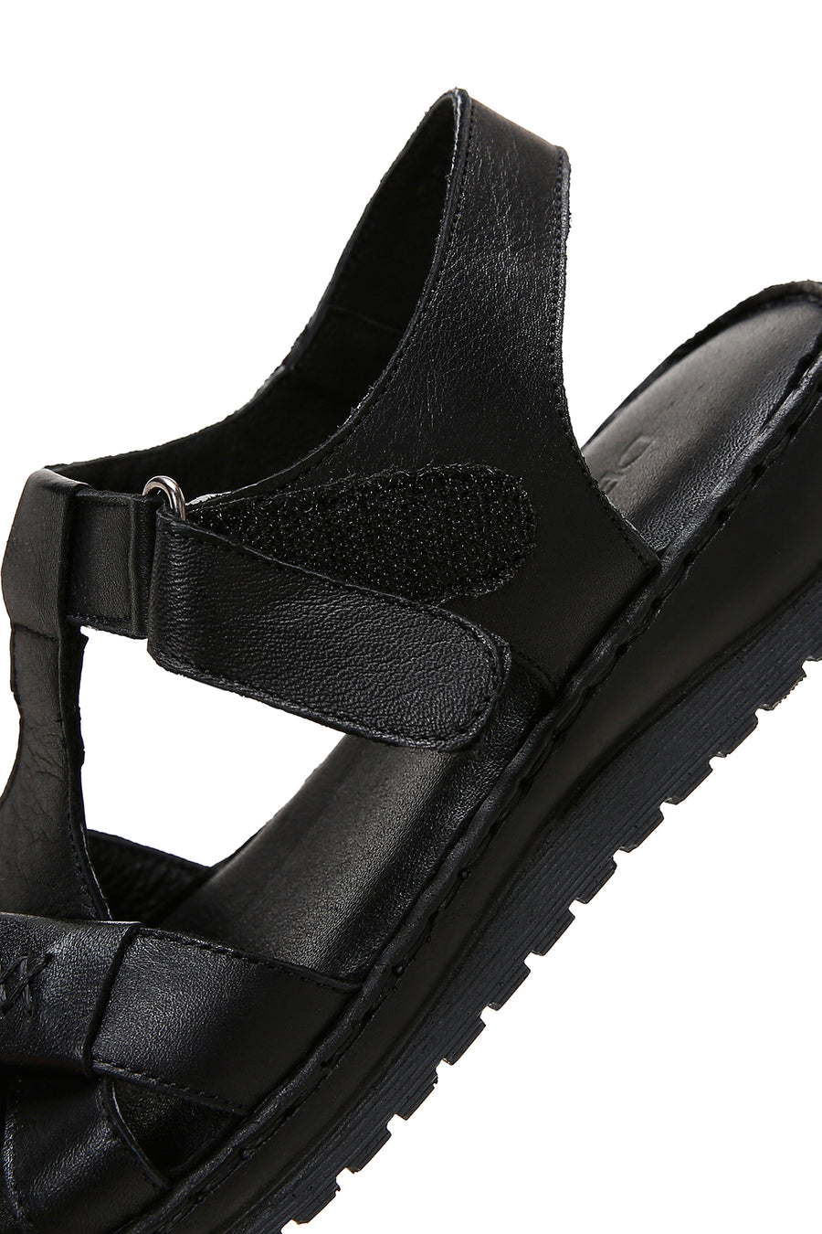 Kadın Siyah Bantlı Deri Comfort Sandalet