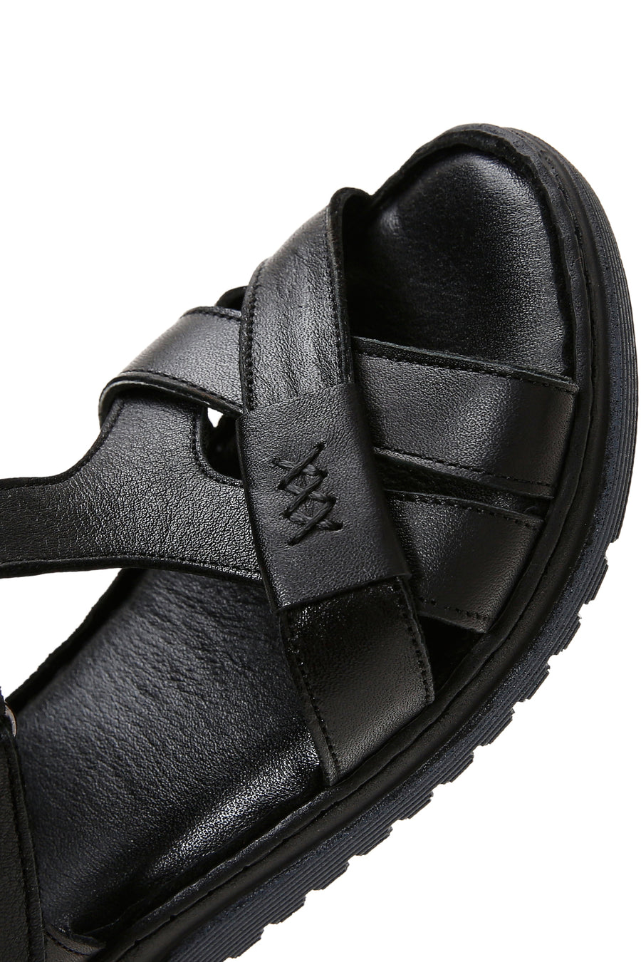 Kadın Siyah Bantlı Deri Comfort Sandalet