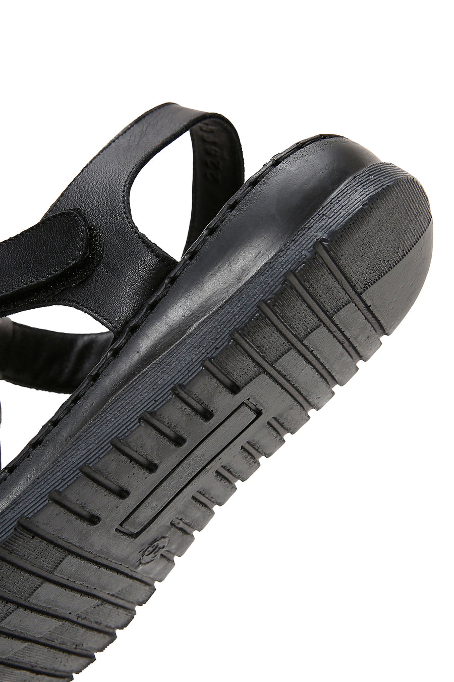 Kadın Siyah Bantlı Deri Comfort Sandalet