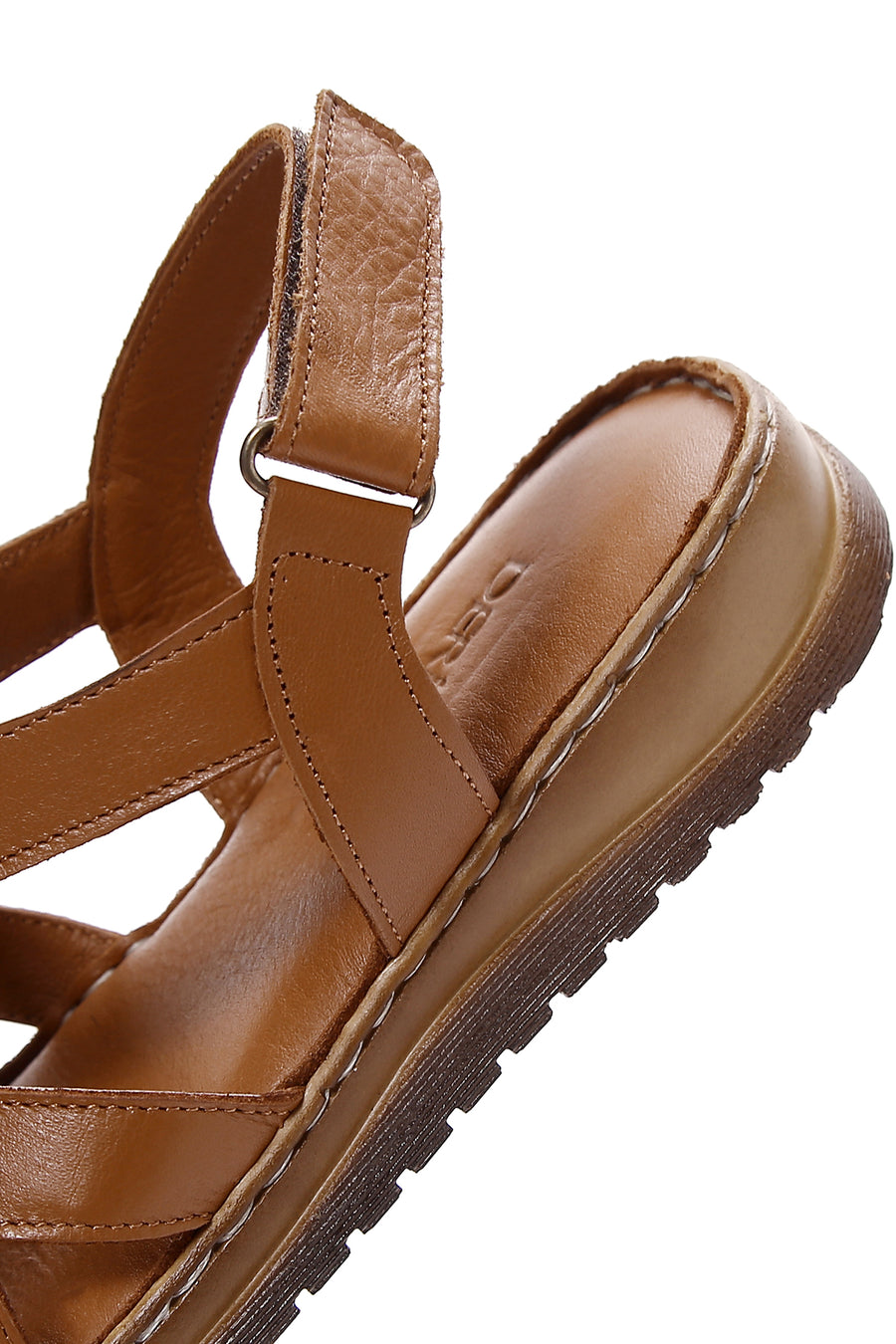 Kadın Taba Bilekten Bantlı Deri Comfort Sandalet