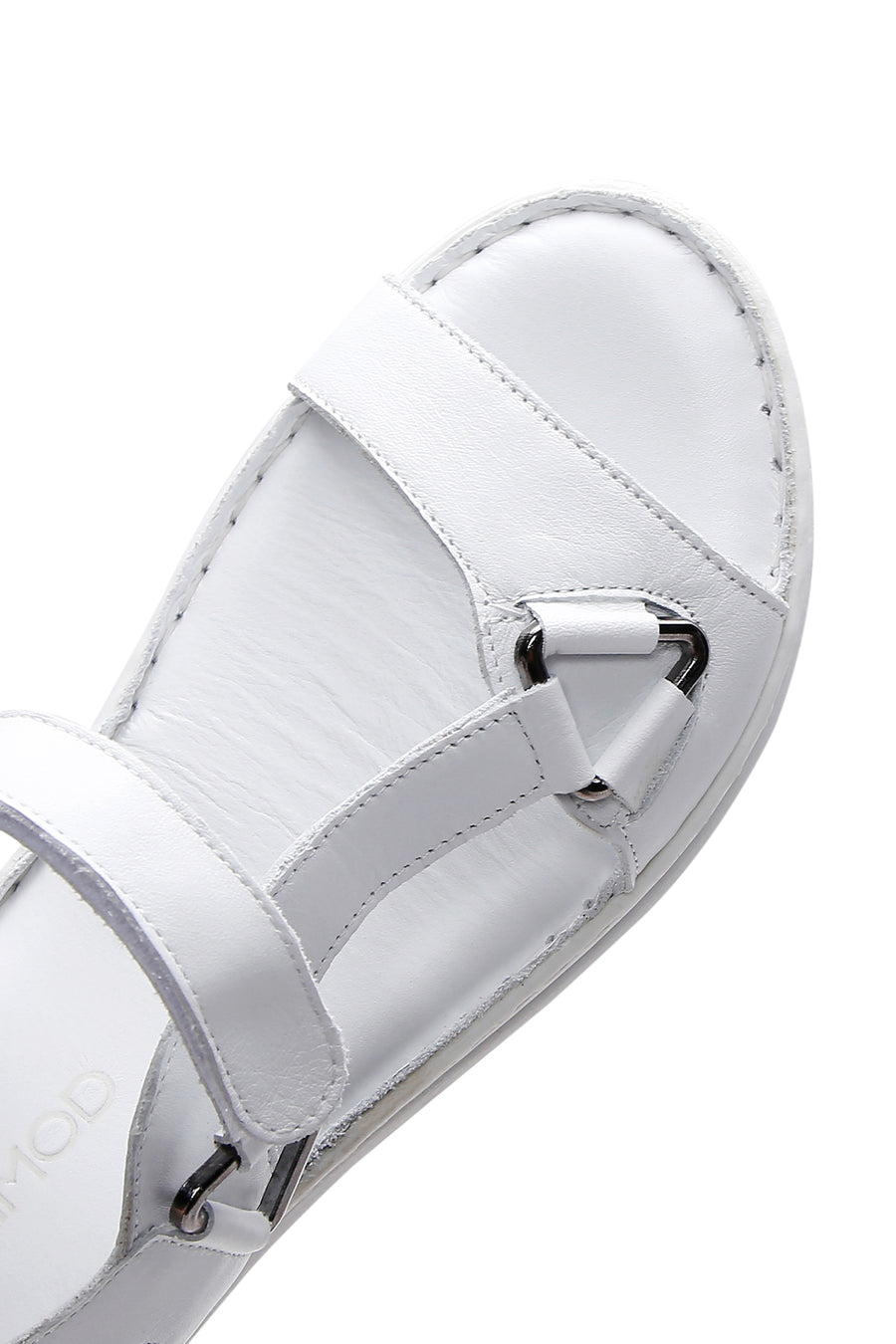 Kadın Beyaz Bilekten Bantlı Deri Comfort Sandalet