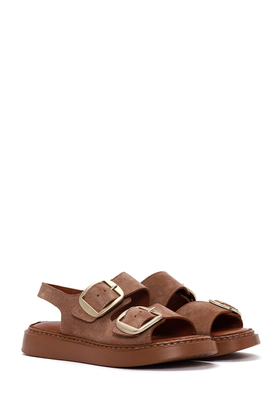 Kadın Pudra Deri Comfort Sandalet