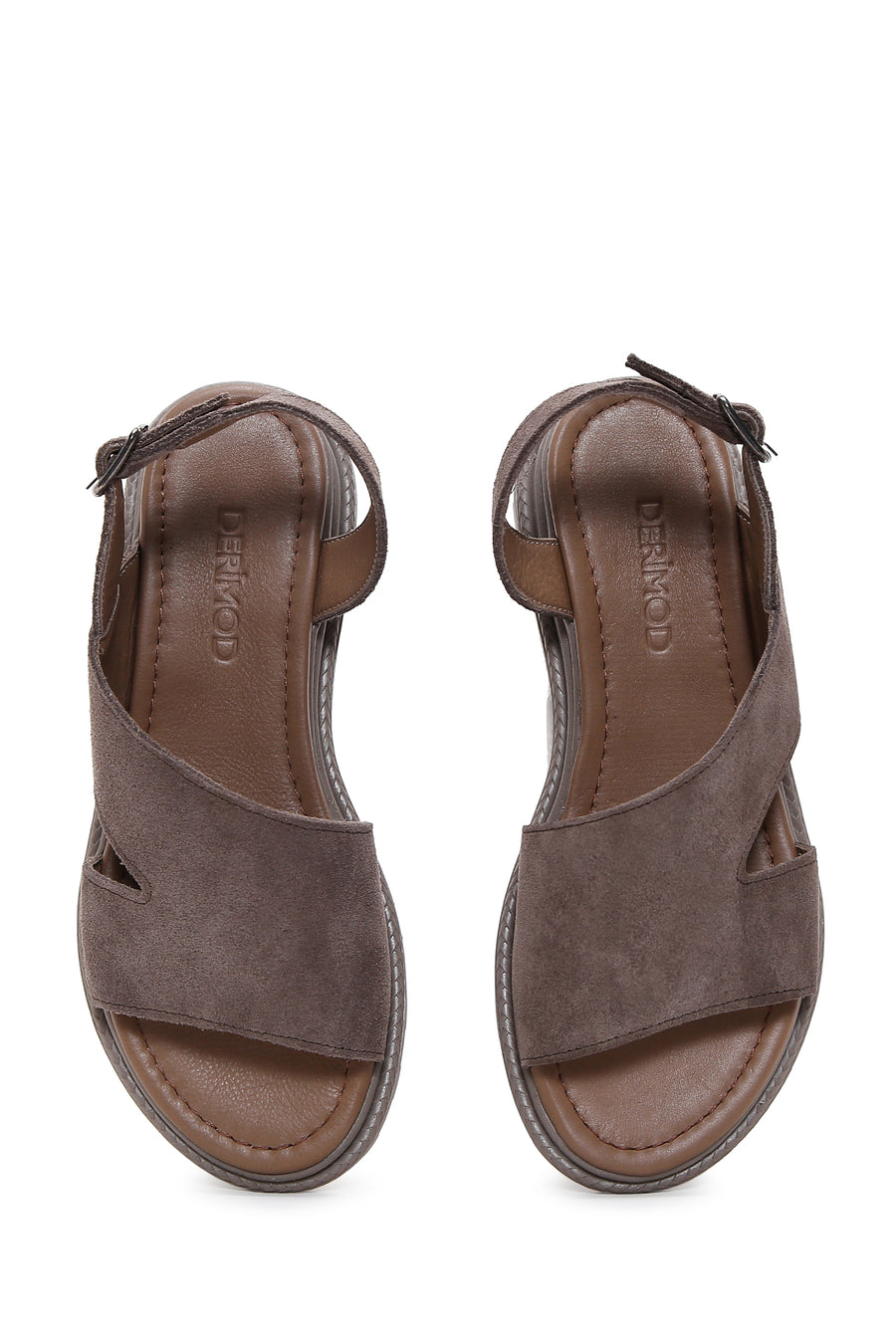 Women's Mink Ankle Strap Suede Leather Sandals