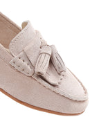 Women's Beige Suede Leather Masculine Loafer | Derimod