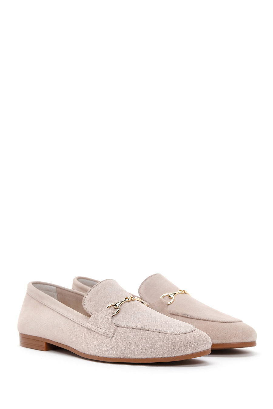 Women's Beige Suede Leather Masculine Loafer