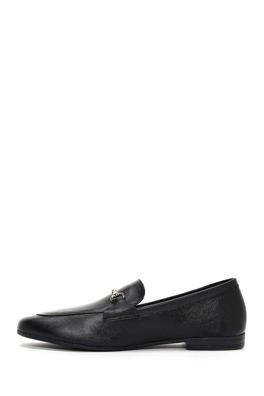 Women's Black Leather Masculine Loafer