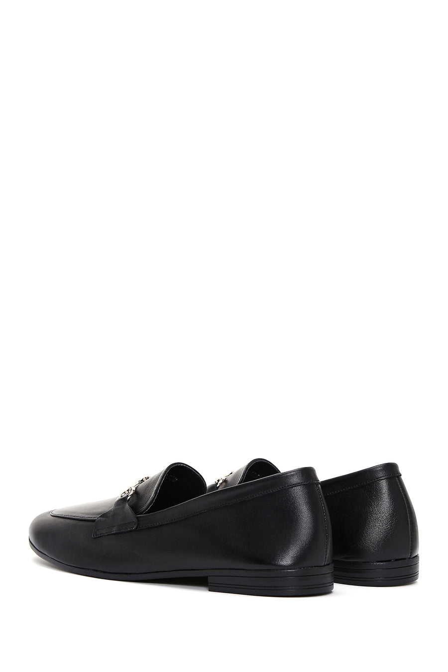 Women's Black Leather Masculine Loafer