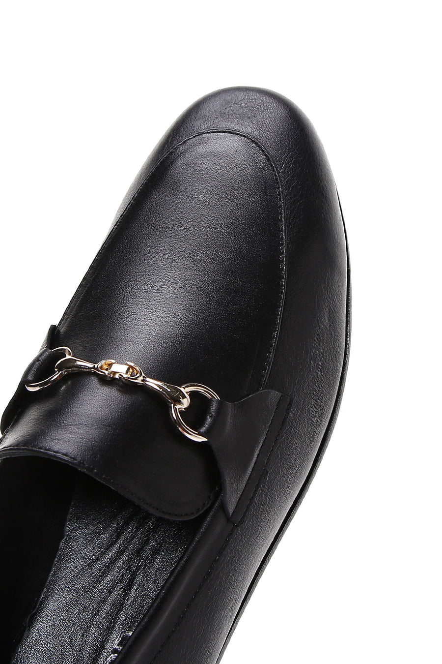 Women's Black Leather Masculine Loafer