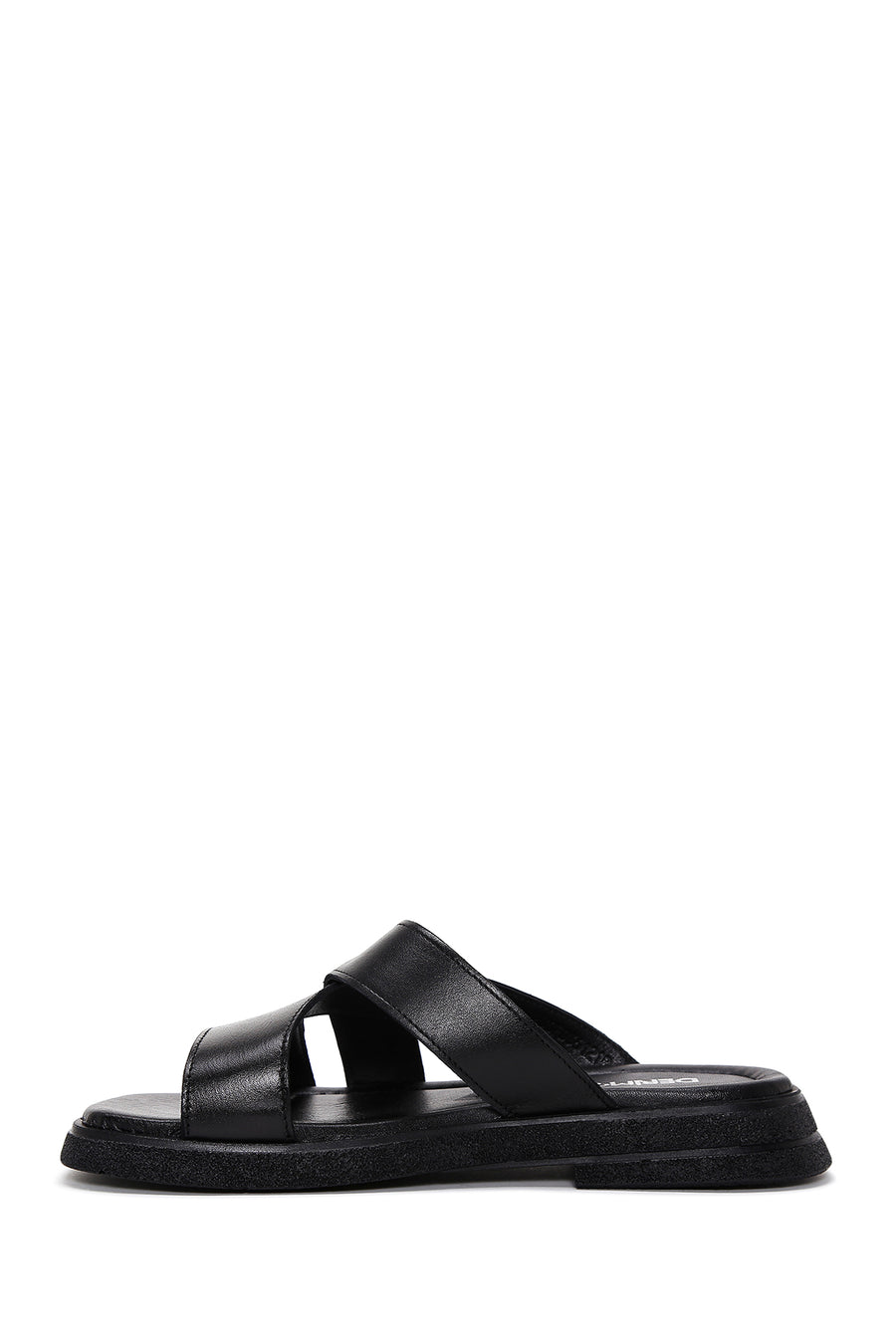 Women's Black Leather Comfort Slippers