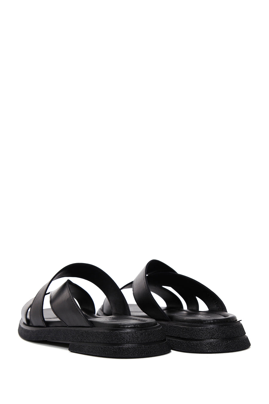 Women's Black Leather Comfort Slippers
