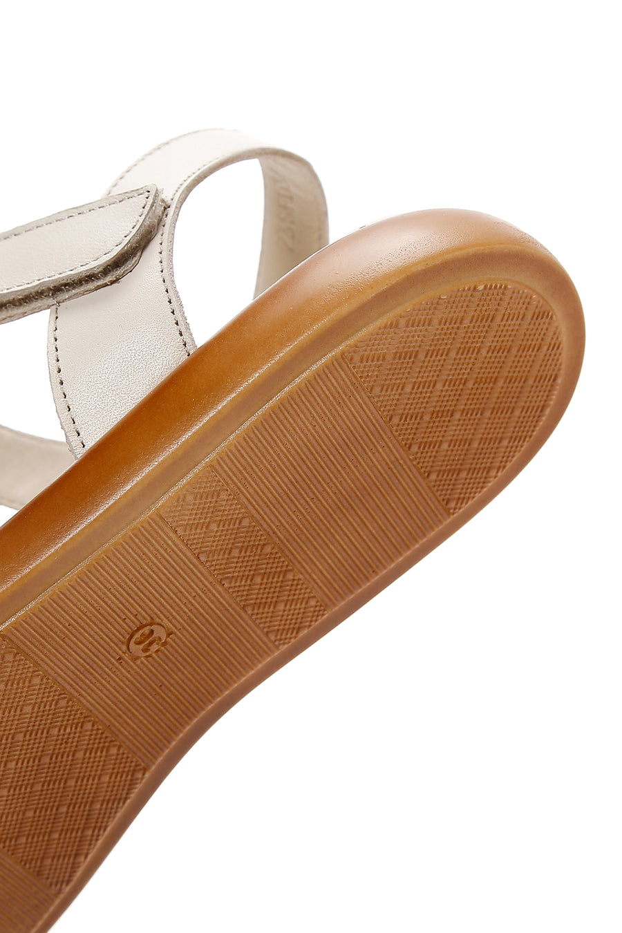 Kadın Bej Bilekten Bantlı Deri Comfort Sandalet