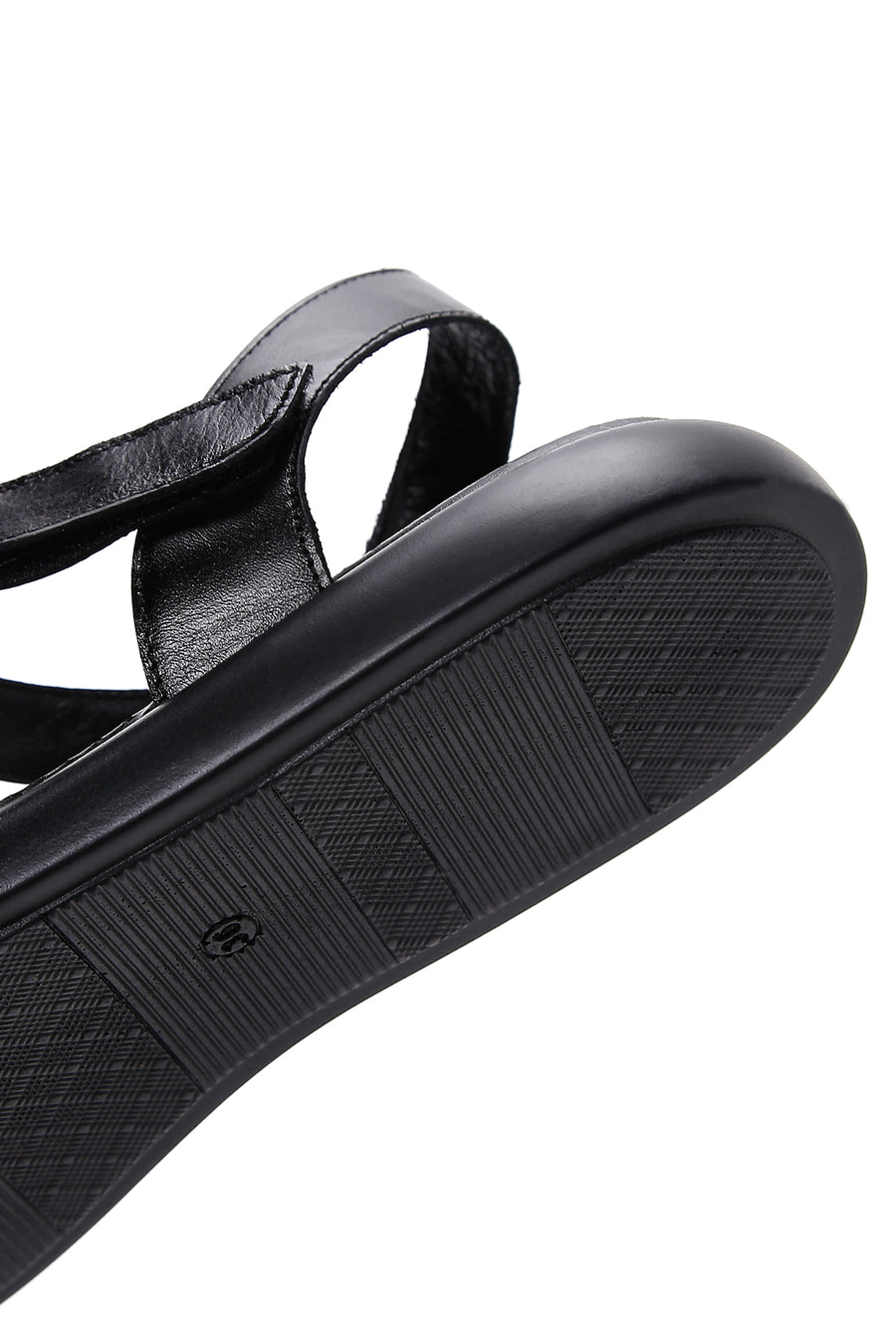 Kadın Siyah Bilekten Bantlı Deri Comfort Sandalet