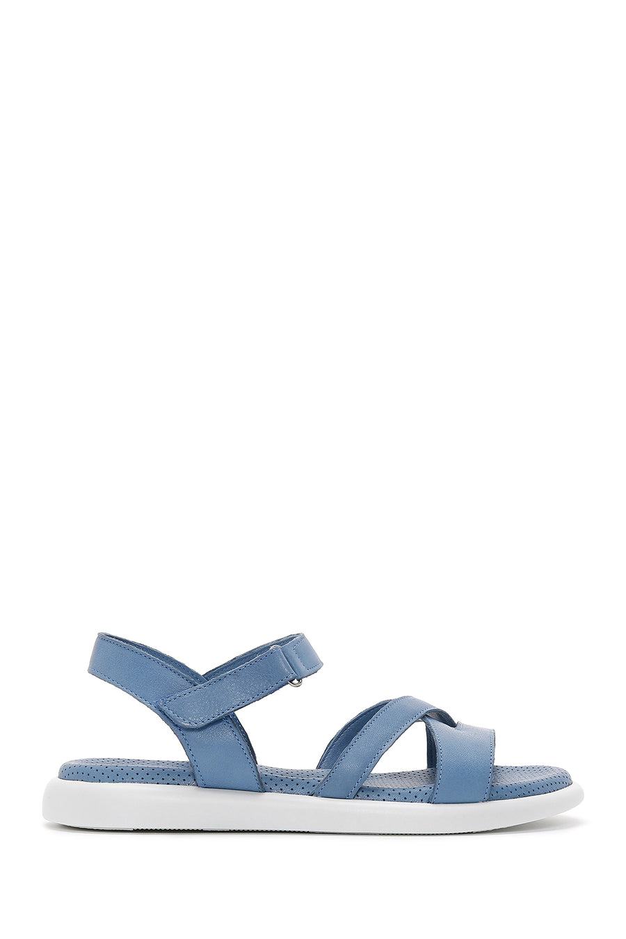Kadın Mavi Bilekten Bantlı Deri Comfort Sandalet 24SFD360918 | Derimod