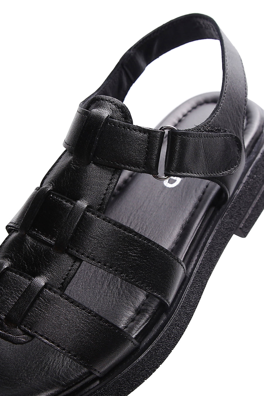 Kadın Siyah Bilekten Bantlı Deri Comfort Sandalet