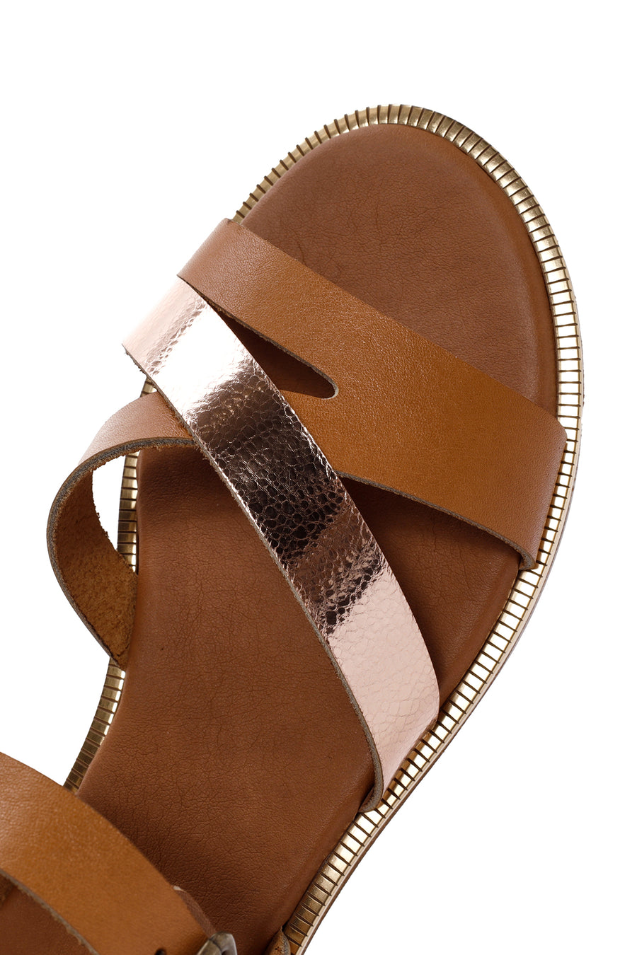 Women's Tan Ankle Strap Leather Comfort Sandals