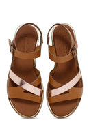 Women's Tan Ankle Strap Leather Comfort Sandals | Derimod