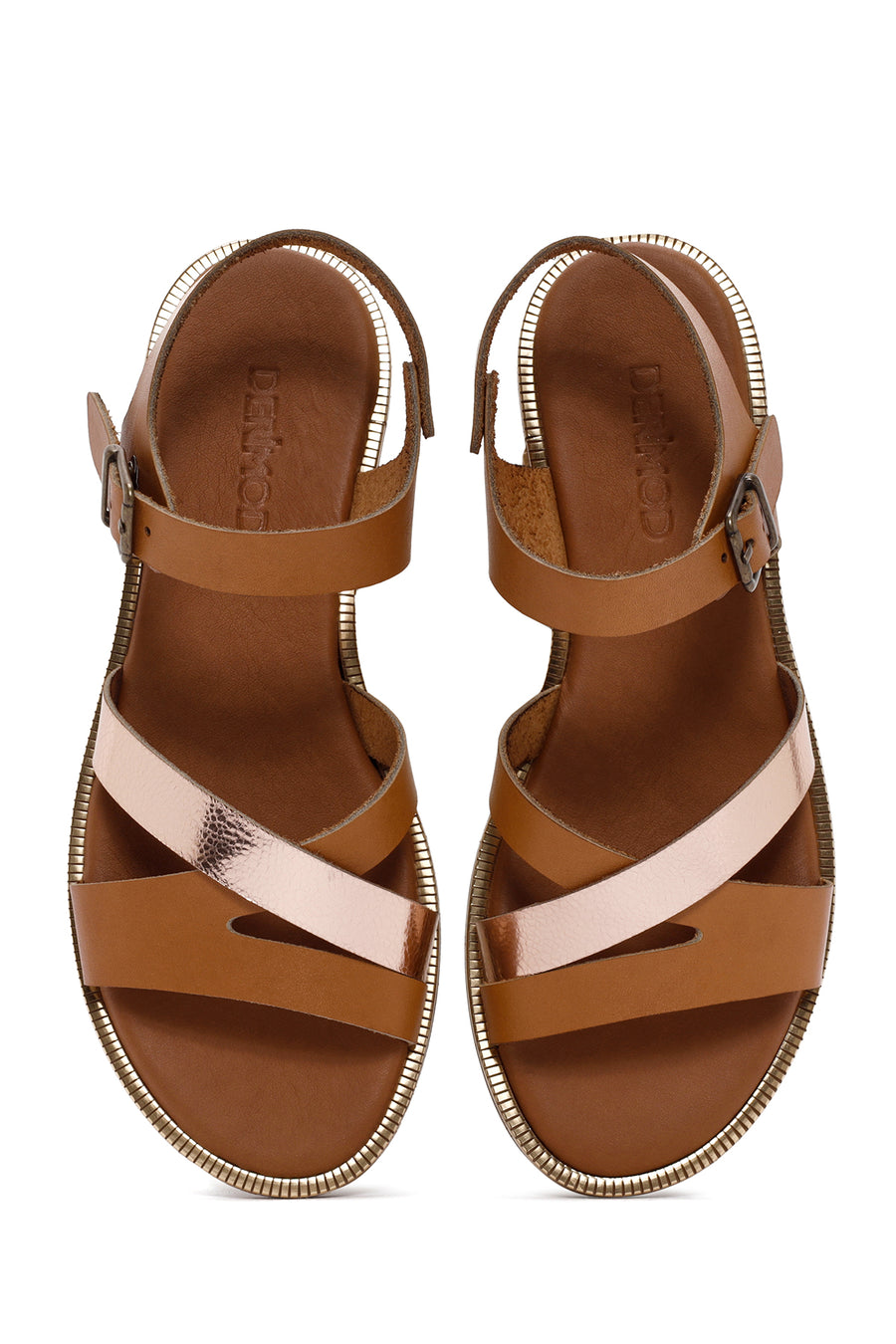 Women's Tan Ankle Strap Leather Comfort Sandals
