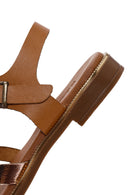 Women's Tan Ankle Strap Leather Comfort Sandals | Derimod