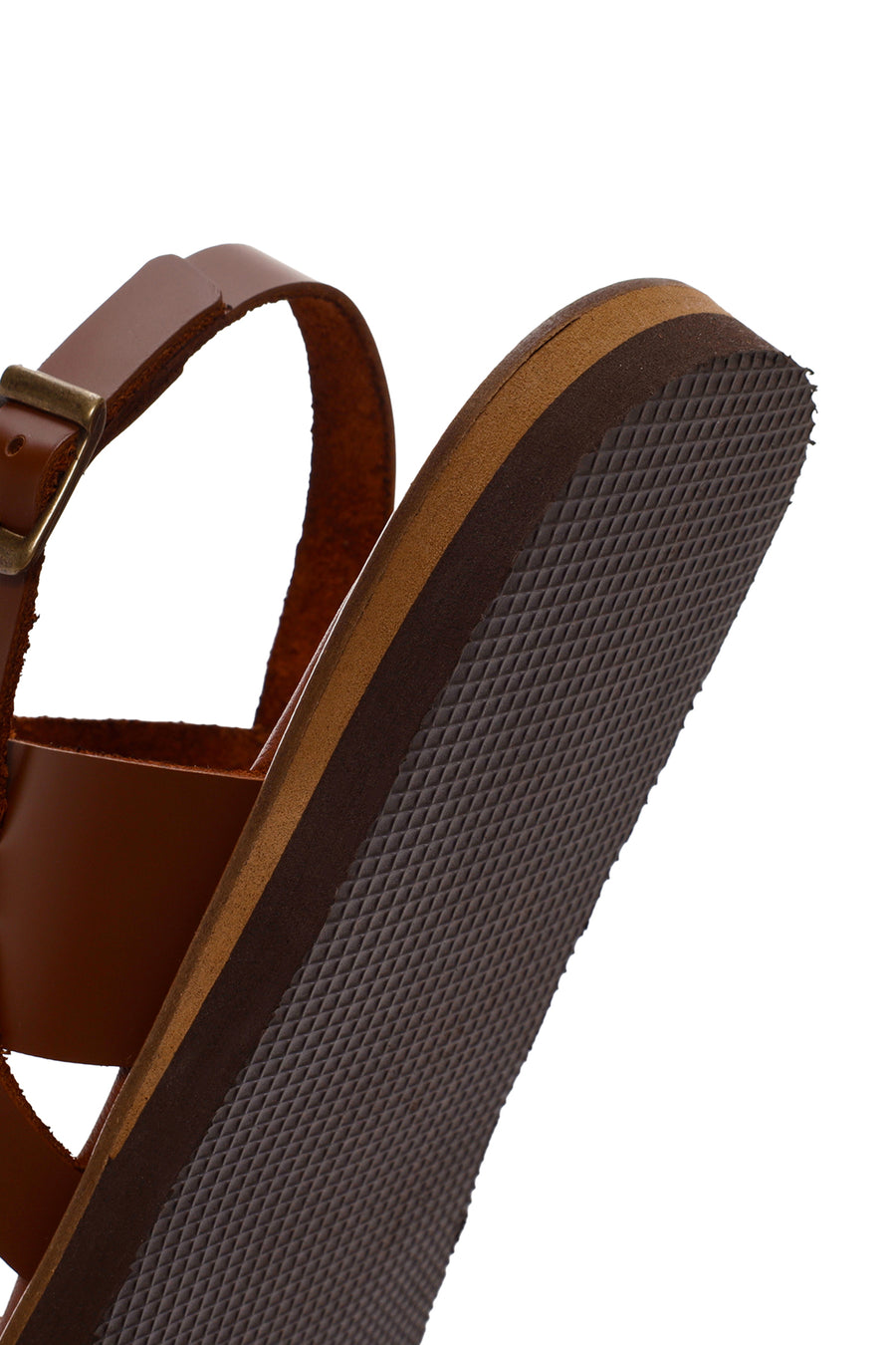 Kadın Taba Bilekten Bantlı Deri Comfort Sandalet