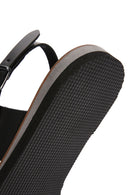 Women's Black Ankle Strap Flip Flop Leather Comfort Sandals | Derimod