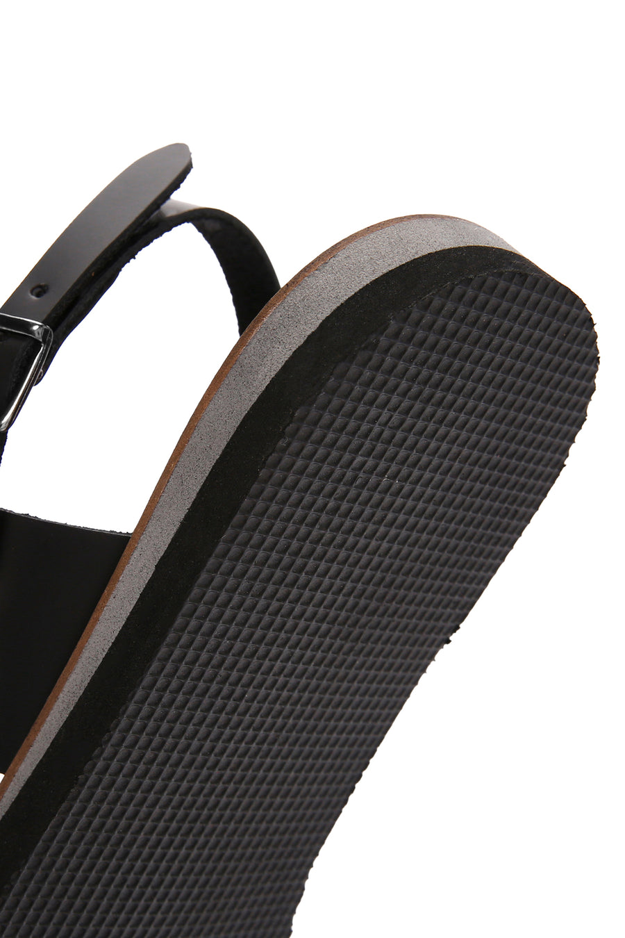 Women's Black Ankle Strap Flip Flop Leather Comfort Sandals