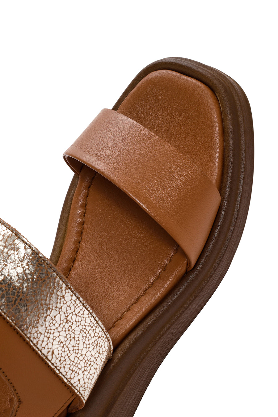 Kadın Taba Bilekten Bantlı Deri Comfort Sandalet