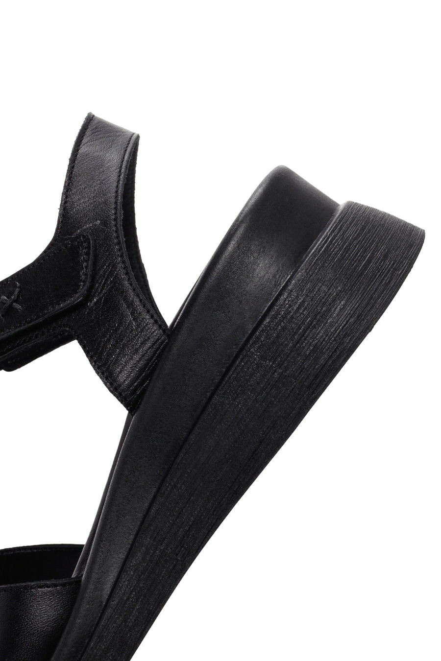 Kadın Siyah Bilekten Bantlı Deri Comfort Sandalet