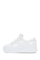 Kadın Beyaz Kalın Tabanlı Yandan Fermuarlı Deri Sneaker | Derimod