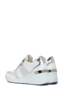 Women's White Wedge Heeled Side Zipper Suede Leather Sports Shoes | Derimod