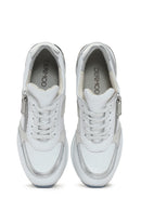 Women's White Wedge Heeled Side Zipper Suede Leather Sports Shoes | Derimod