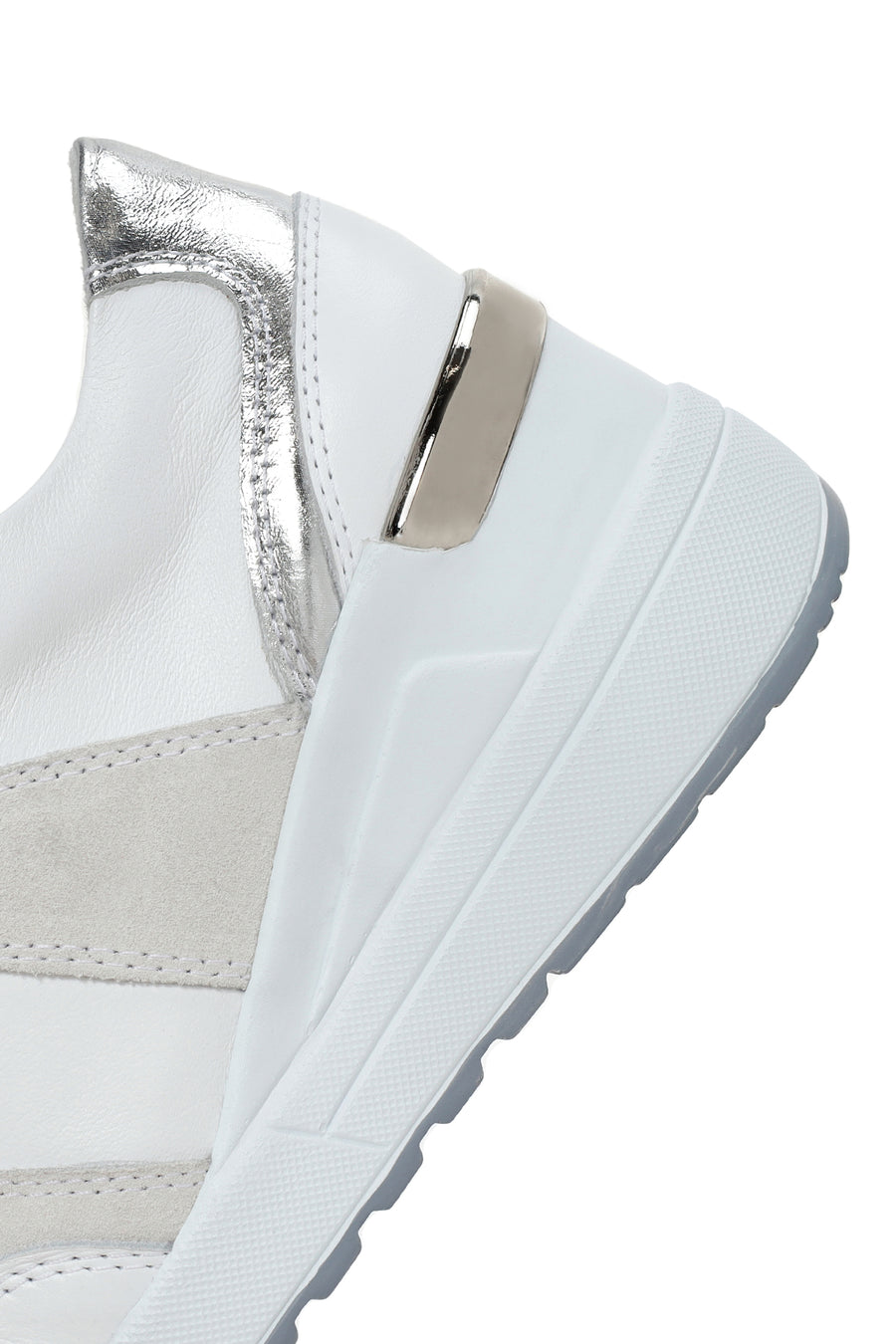 Women's White Wedge Heeled Side Zipper Suede Leather Sports Shoes