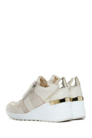 Women's Beige Wedge Heeled Side Zipper Suede Leather Sports Shoes | Derimod