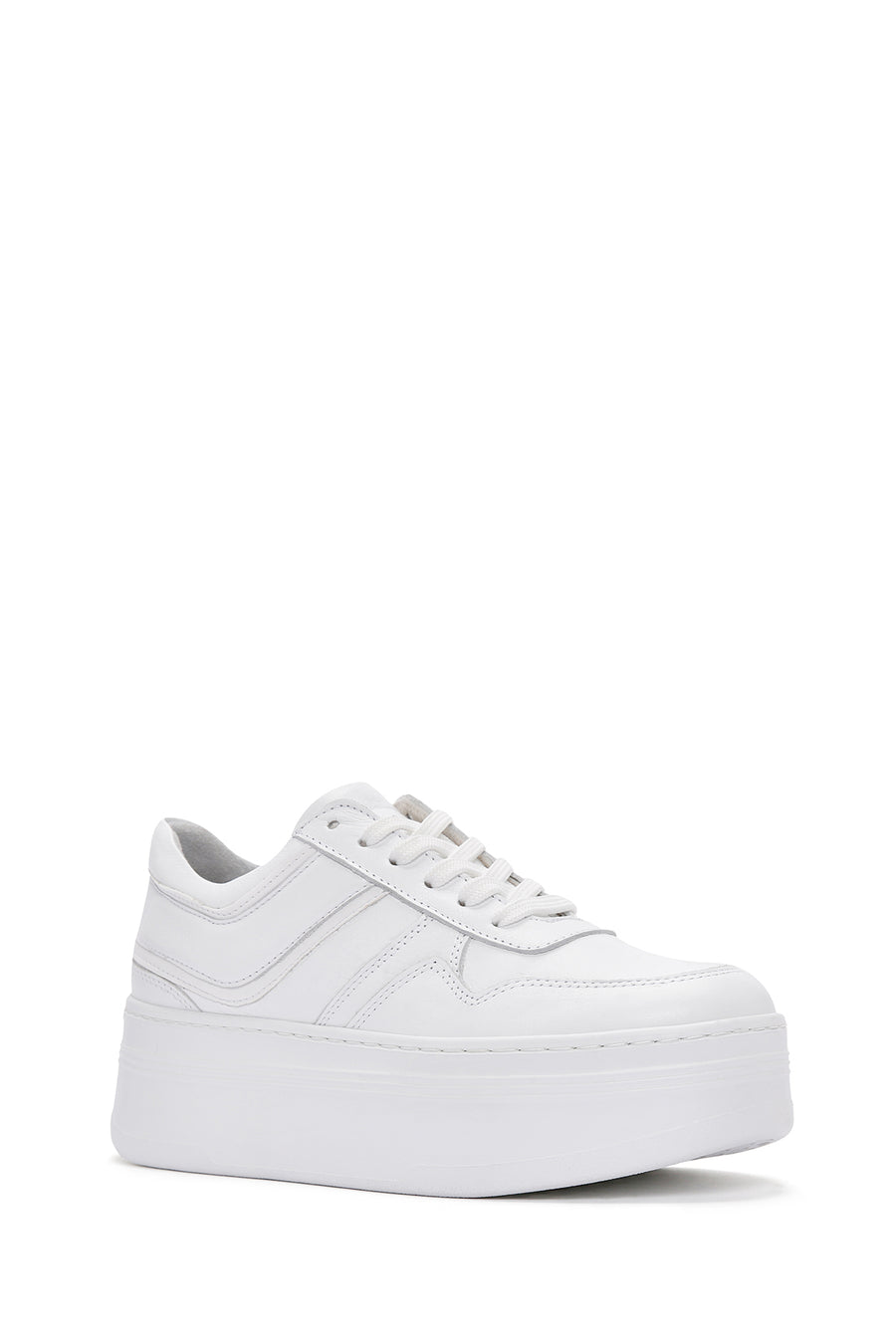 Kadın Beyaz Bağcıklı Kalın Tabanlı Deri Sneaker