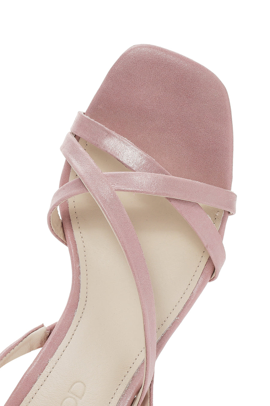 Women's Pink Strappy Thin Heel Leather Sandals