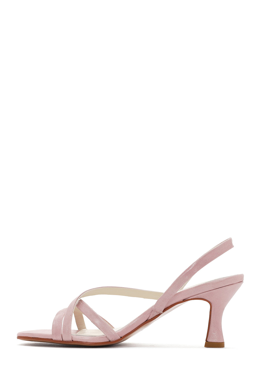 Women's Pink Strappy Thin Heel Leather Sandals
