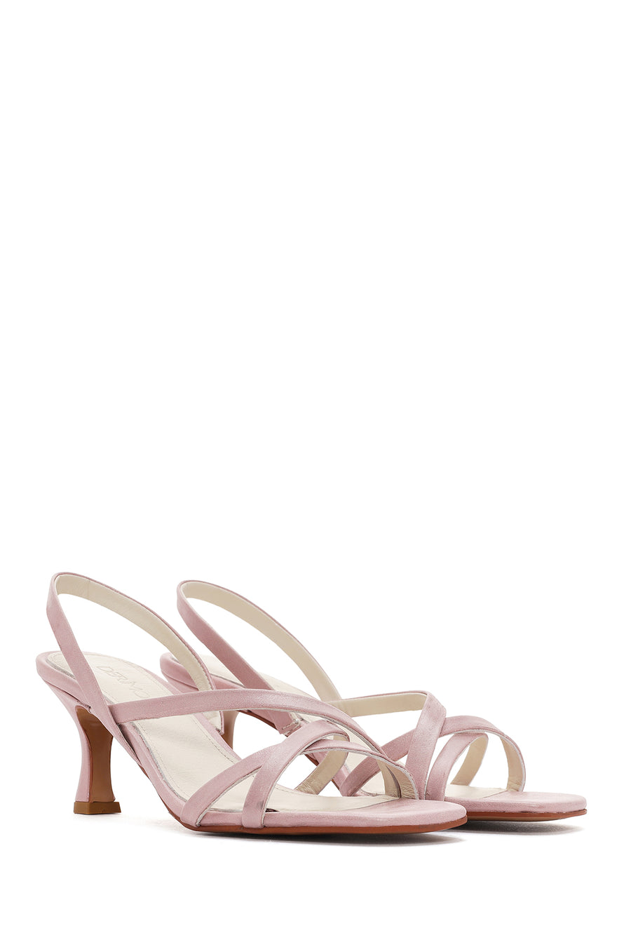 Women's Pink Strappy Thin Heel Leather Sandals