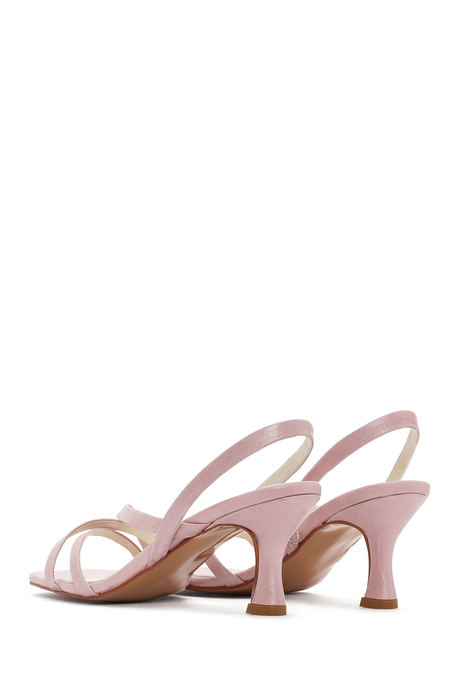 Women's Pink Strappy Thin Heel Leather Sandals