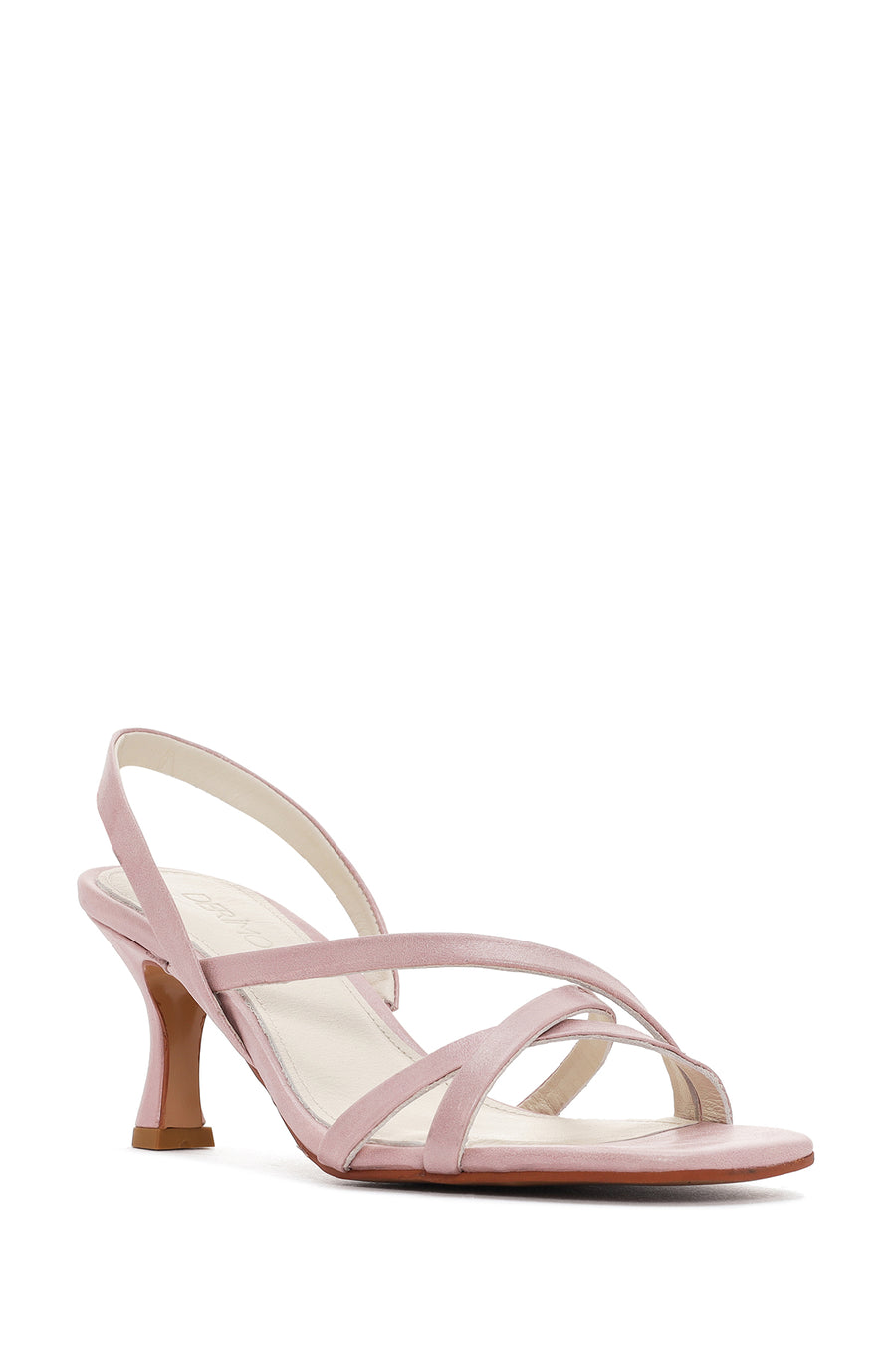Women's Pink Strappy Thin Heel Leather Sandals