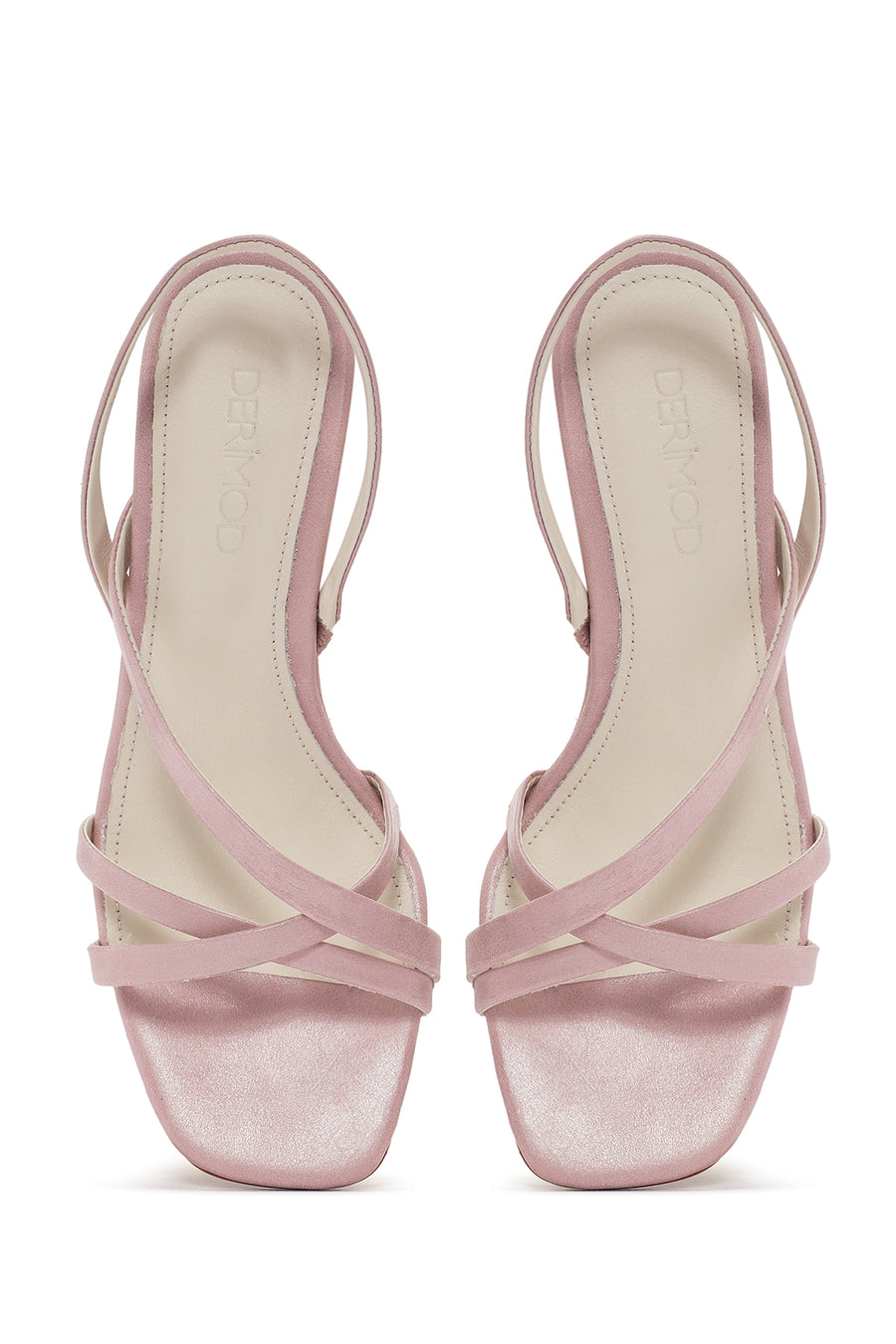 Women's Pink Strappy Thin Heel Leather Sandals