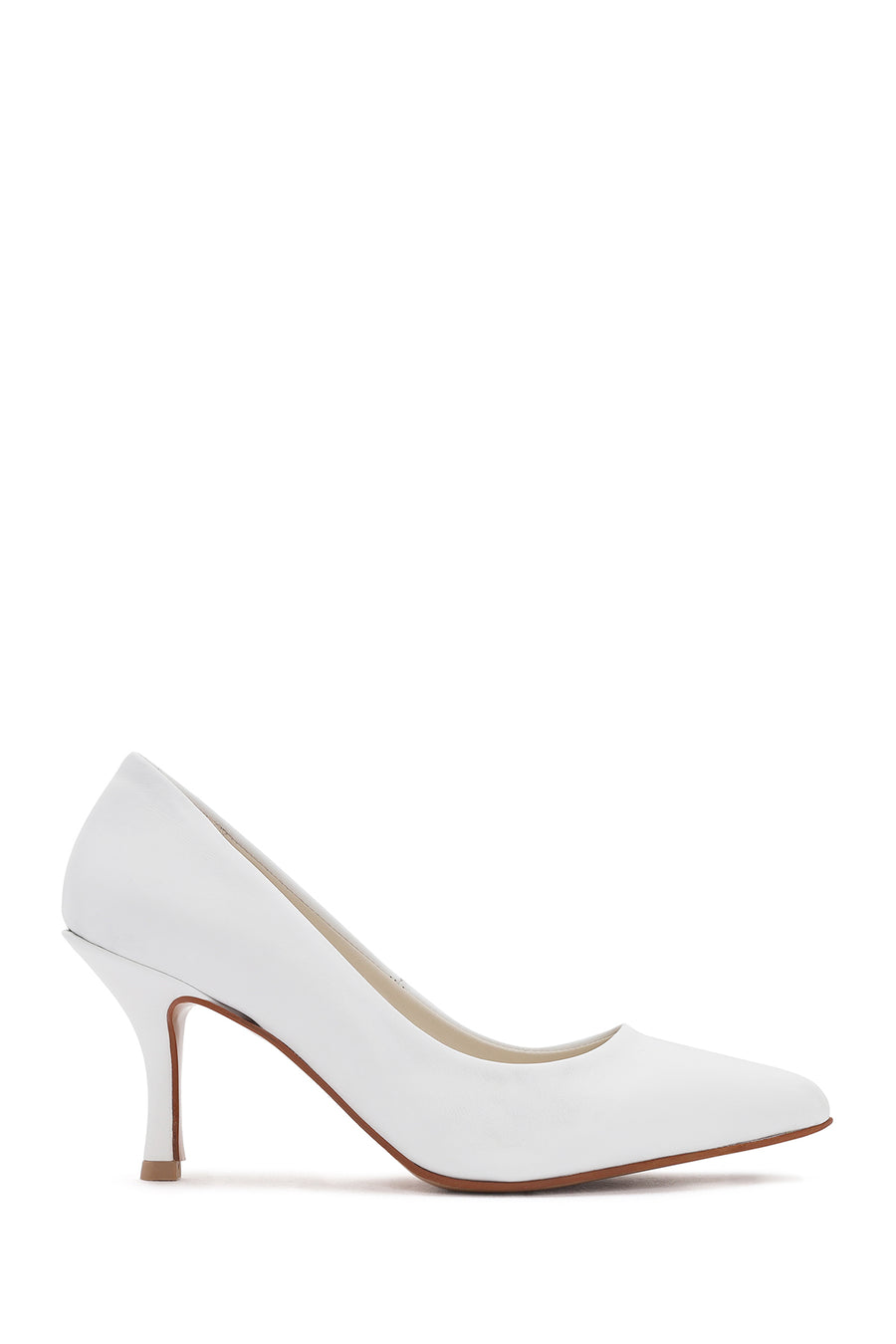 Kadın Beyaz İnce Topuklu Deri Stiletto 24SFD405218 | Derimod