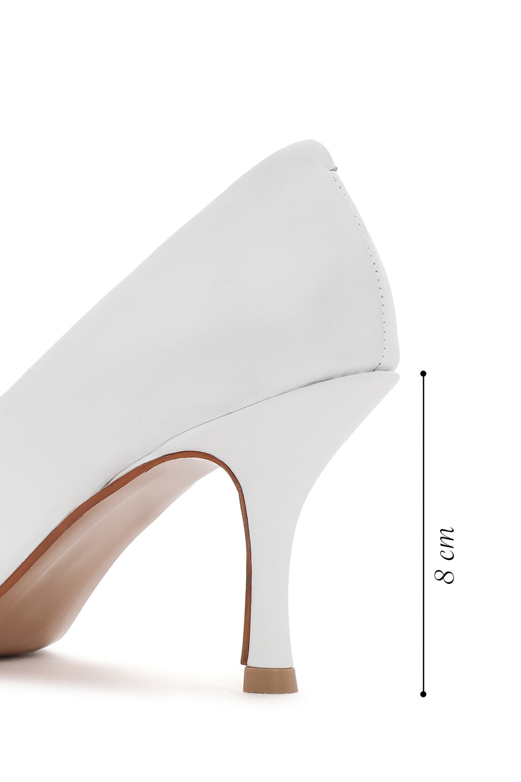 Kadın Beyaz İnce Topuklu Deri Stiletto