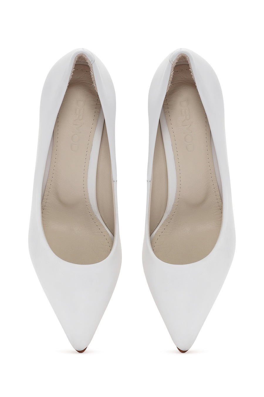 Kadın Beyaz İnce Topuklu Deri Stiletto