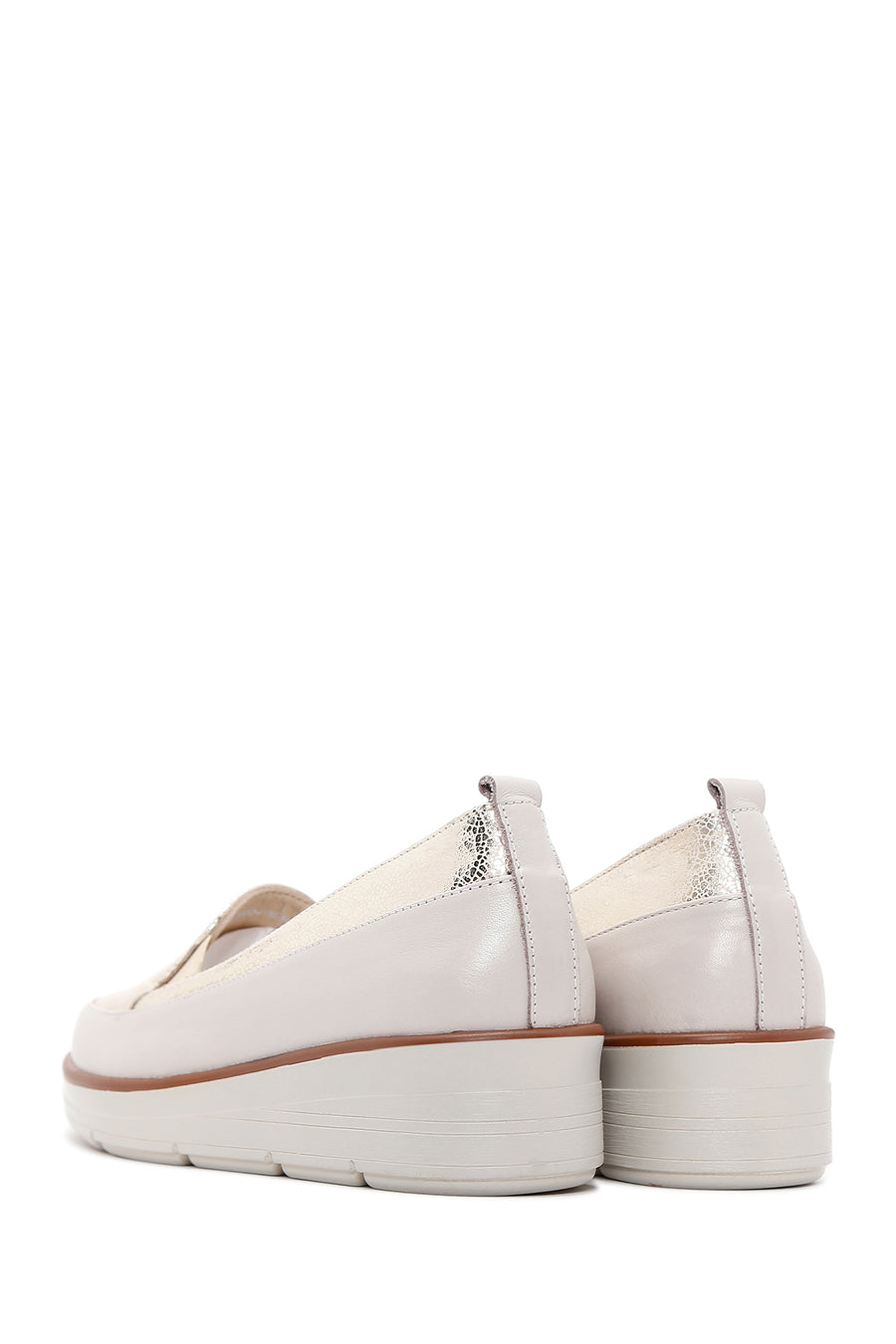 Women's Beige Leather Comfort Loafer