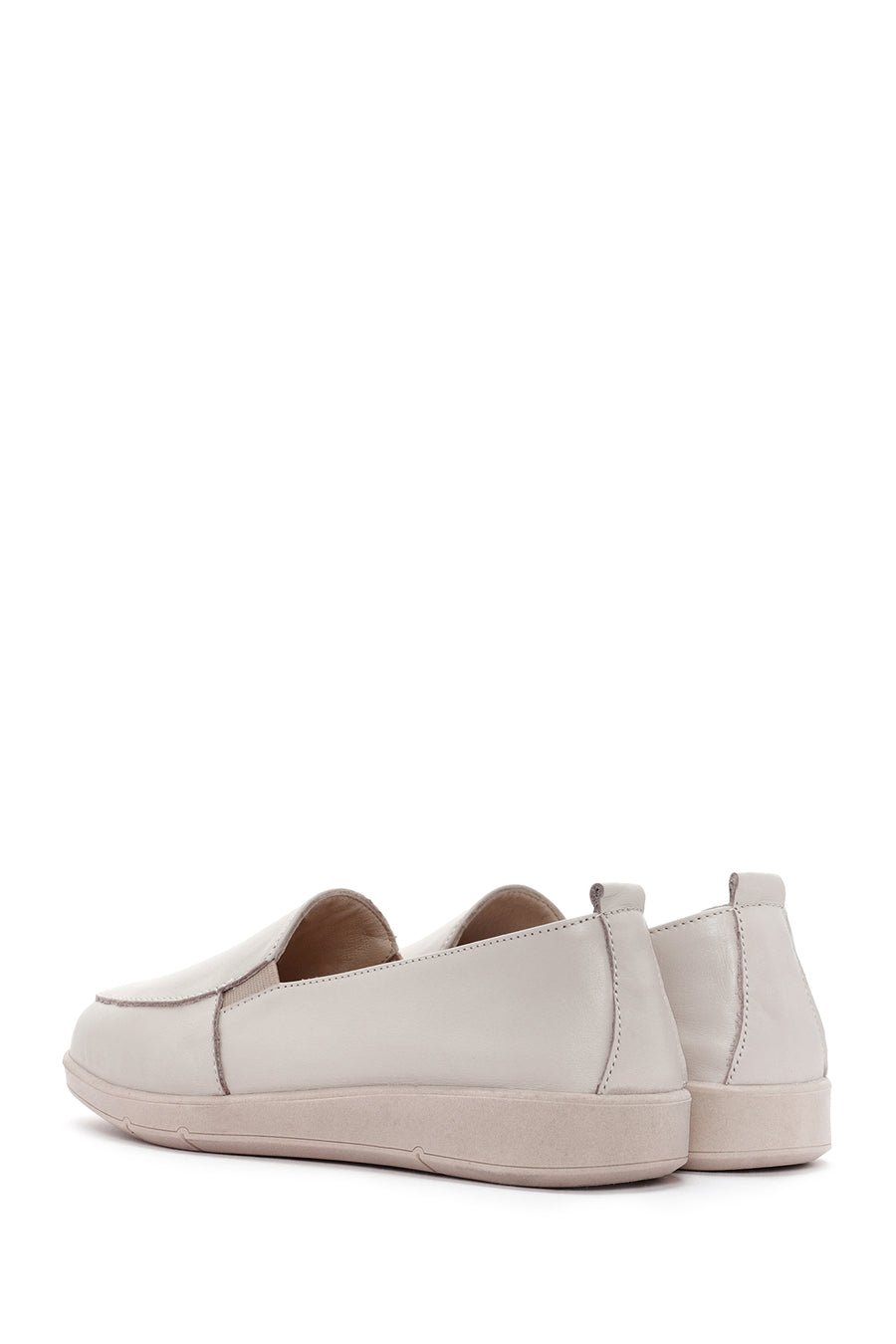 Kadın Krem Deri Comfort Loafer