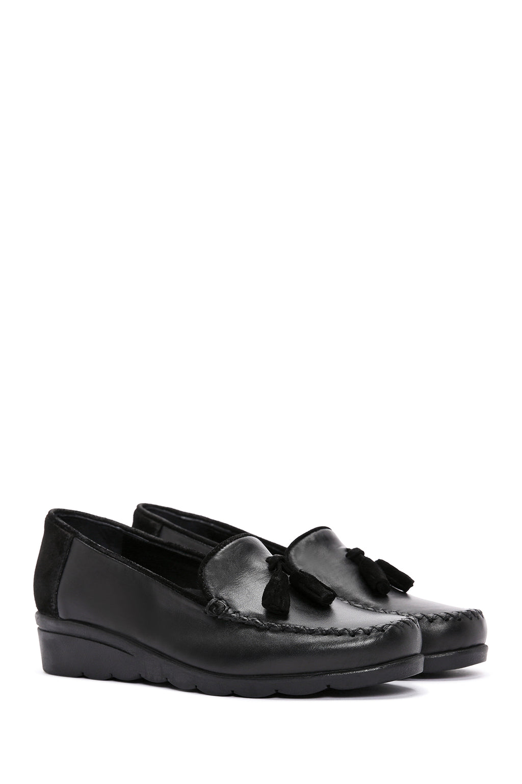 Kadın Siyah Deri Comfort Loafer