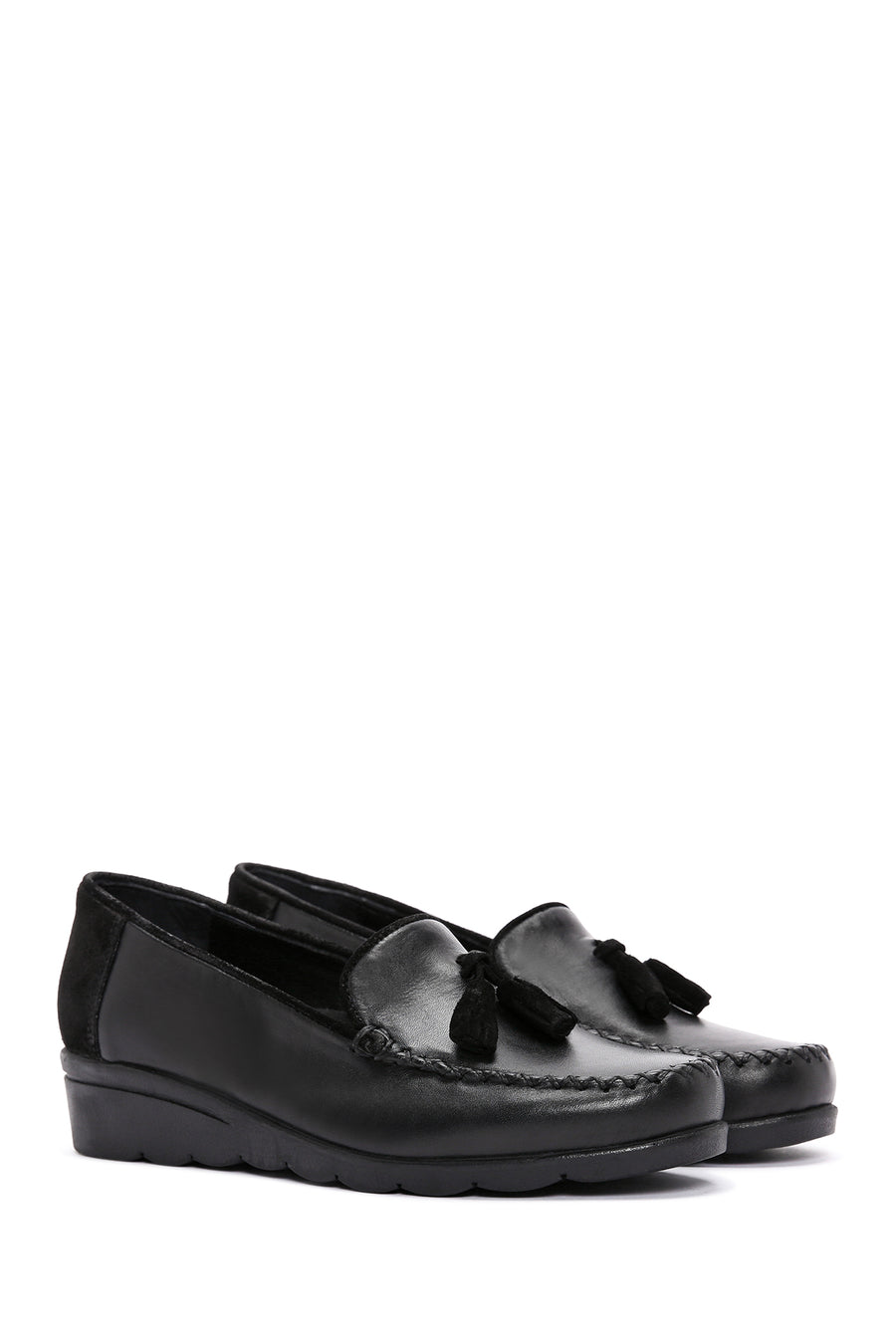 Kadın Siyah Deri Comfort Loafer